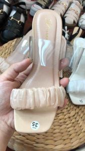 Guốc nữ 7 phân gót trong quai nhún bánh bèo mẫu mới 2023 ( phom nhỏ)