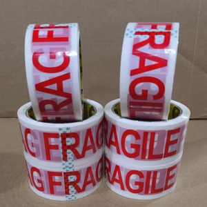 Fragile Tape 2” x 50m & 100m (White And Red Backing ) sold per Pc