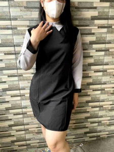 Mini Dress Berkerah Kombinasi Lengan Panjang Dress Hitam Formal Twotone Kasual Remaja Mixxel 311 Zh