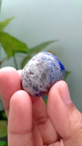 #JD056 ลาพิส ลาซูลี่ | Lapis Lazuli  #tumbler ติดไพไรต์ สีน้ำเงิน หินธรรมชาติ  น้ำหนัก 32.2 g  หินขัดมัน