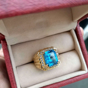 CINCIN BATU BLUE TOPAZ MEWAH ELEGANT