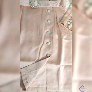 💖เดรสสูทชมพูลายทางดิ้นเงิน+เข็มขัดเพชรกลม💖