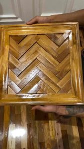 Hiasan dinding kayu jati herringbone size 40x40cm