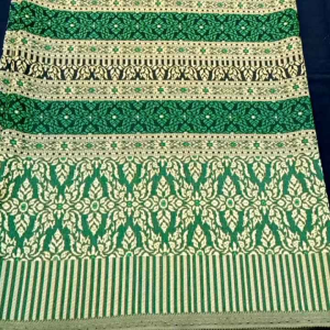 ผ้าไหมเทียมลายพิมฐา สีเขียวเข้ม ผ้าไหมสังเคราะห์ ผ้าทอเครื่อง ผ้าซิ่น ผ้าถุง ผ้ารับไหว้ ผ้าของชําร่วย ขนาด 2 หลา ประมาณ 100*180 cm