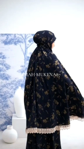 Mukena Penutup Dagu Crinkle Airfloe Pogy Motif Bunga Cantik Mukenah Renda Mewah Jumbo