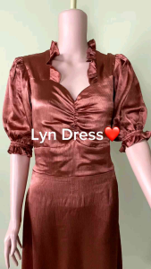 NoonaWear Lyn- Dress Jumbo Midi Satin Elegan Wanita Terracota Brown Ukuran M-XXXL (Jumbo / Big Size)
