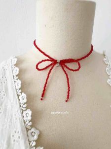 Vòng cổ nơ pha lê Peira Choker KHÔNG GỈ dây chuyền dáng ngắn basic phong cách hàn quốc