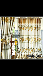 TIRAI PINTU GORDEN JENDELA BLACKOUT AESTHETIC BELUDRU TEBAL BUNGA TULIP RING 12 LUBANG ukuran 135x 230