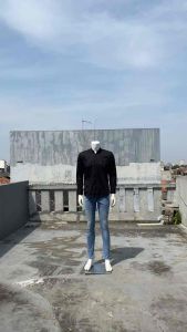 Vanfive Kemeja Pria Basic Polos Katun Panjang Hitam 2138A