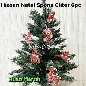 Hiasan natal spons gliter 6pc K67 K69/ Gantungan Pohon natal/ Christmas ornament/ mainan natal/ hiasan pohon natal