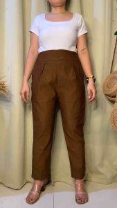 L TO XL LORENA WOVEN PANTS/TROUSER WITH 2 SIDE POCKET
