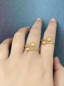 Cincin Boba motif bola kecil titanium anti karat untuk wanita trendy