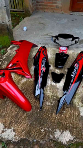 Cover Body Fullset Halus Yamaha Vega R New Warna Merah Hitam