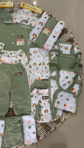 Paket Baju Celana Bayi Newborn Seri Sage Green