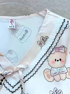 (2 size) °Lụa Latin N° Đồ bộ Pijama Đùi Cổ V phối Bèo Nơ vải mềm mát mịn Bộ ngủ mặc nhà Thiết Kế in 5D Đẹp Trend Xinh Dễ Thương Mới