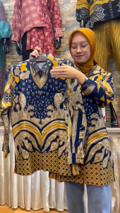 BAJU BATIK TUNIK COUPLE | BATIK TUNIK COUPLE MODERN | BATIK TUNIK SARIMBIT | BATIK TUNIK KATUN SOLO FULL LAPISAN FURING TRIKOT