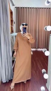 Aletta dress kaos daily wear muslim wanita nyaman Fit Basic Combed Gamis Remaja Dewasa