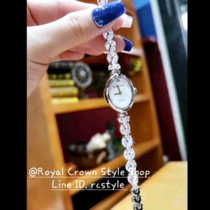 นาฬิกาผู้หญิง Royal Crown แท้100% นาฬิกาควอตซ์ หน้าปัดมุก สายเพชร CZ กันน้ำ 1 ปี บัตรเครดิต ราคาพร้อมกล่อง คลิกเช็ค