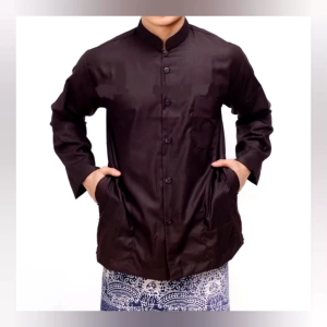 baju koko haibah polos saku samping/baju koko polos lengan panjang/jasko/koko semi jas