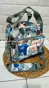 TAS BEKAL JUMBO TALI PANJANG UNTUK MAKANAN DAN MINUMAN DENGAN 5 FUNGSI ADA TEMPAT TISSUE BASAH DAN TISSUE KERING