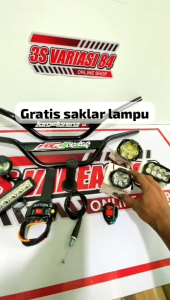 Paketan stang trail monster plat hitam+gas spontan daytona 2tombol besi import+lampu led ✓© GRATIS SAKLAR LAMPU...