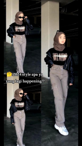 Highwaist Jeans Cargo Loose Hangover Vol.2 - Celana Cargo Jeans Highwaist Terbaru