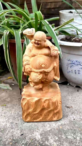 Di lặc đứng gỗ ngọc am cao 20cm