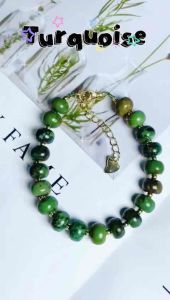 Gelang Tangan Kristal Original Natural Turquoise Bracelet 天然绿松石算盘珠手链