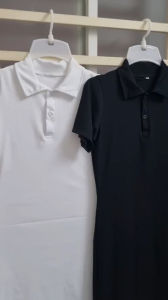 Đầm polo tôn dáng ôm gọn/ trên gối / ngắn tay / vải tăm lạnh co giãn / women