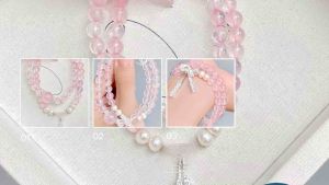 Natural Rose Quartz Bracelet | Multi-Layer Design with Bow Pendant Symbolizing Love and Happiness for a Romantic LookPowerful Energy Good Luck Health CrystalHappinessFashion BraceletPerfect for Gifts or personal us