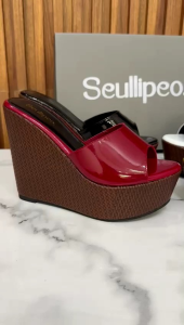 Sandal wedges glossy 12 cm premium
