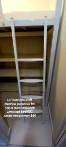 Loft bed with mattress +L shape shelf customize singapore /bomb shelter/helper room/store room/unity