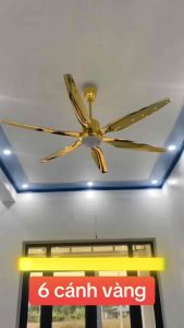 [Mẫu Mới] Quạt Trần Đèn 6 Cánh FT905 - Màu Vàng Bóng Sang Trọng 9 Cấp Độ Gió 3 Chế Độ Đèn Điều Khiển Từ Xa