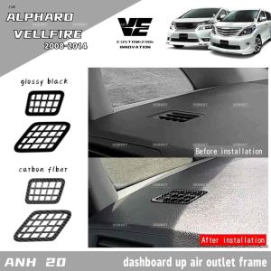 Vemart toyota alphard vellfire anh20 carbon fiber dashboard air outlet frame garnish accessories