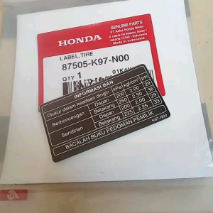 Stiker Label Tekanan Ban Label Tire PCX 150 K97 Original Honda