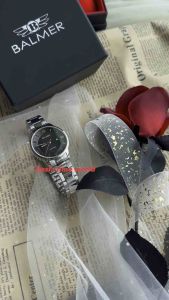 [Original] 8176L SS-48 Balmer Classic Sapphire Womens Watch with Black Dial and Silver Stainless Steel Bracelet | Official Warranty