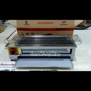 Kompor Panggang BBQ Dua Fungsi + Rak Meja (Bisa Gas Lpg atau Arang) Butterfly P001-SC Full Stainless