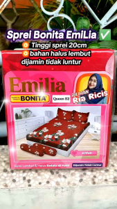 Sprei Bonita 160x200 Emilia Motif Terbaru – Seprei Queen Size Halus Adem Nyaman Murah