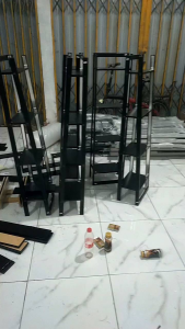 rak serbaguna 4 susun hemat ruangan - tinggi 120cm ( elegant) full hitam