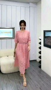 52702 Belliva Elastic Waist Lace Midi Dress Elegan