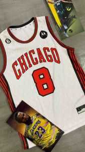 JERSEY BASKET CHICAGO BULLS ZACH LAVINE 8 PUTIH WHITE CITY 2022 2023 SWINGMAN
