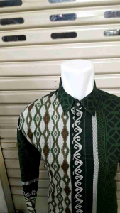 Batik Bestseller Pria Lengan Panjang Songket Katun Hijau