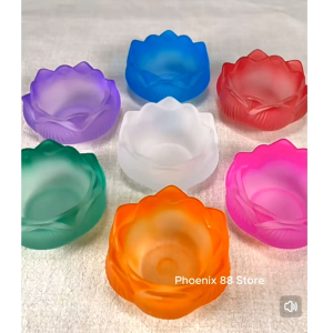七彩琉璃莲花酥油灯座 酥油灯座 酥油烛台七星灯蜡烛座摆 适合2 3 4 8酥油烛 Candle holder