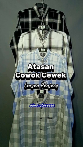 Kemeja Flanel Best Seller Lengan Panjang Cowok Cewek Atasan Motif Korea Kotak-Kotak V-neck 2025
