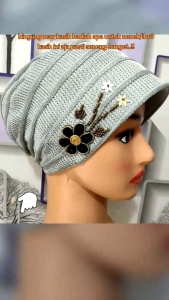 3 pcs ciput rajut ibu turban rajut/topi nenek