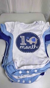 [INNOCENTTEES] ONESIES BABY MONTHLY MILESTONES BLUE ELEPHANT BABY ONESIES (MULTI COLOR) || BABY ONESIES || 1 - 12 MONTHS