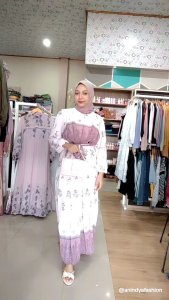 Anindya Fashion Presents Busana Muslim Wanita Gamis Raya 837 901 Motif Bunga Bahan Ceruti Full Furing Dengan Desain Variasi Lengan Balon Look Kasual Basic Elegan Dress Lebaran Terbaru