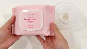 Elia Baby All Natural Breast Pump Wipes 3 Packs Ultra Large Plant Based Rinse-Free Fragrance-Free 20cm x 20cm Bottle and Pacifier Wipes