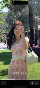 Korean fashion 2pcs set /Knit Set Simple Was Thin Plaid Top Skirt Two-Piece Set/fashion Womens