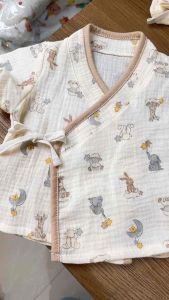 E01เสื้อผูกหน้าแขนสั้นคอซามูไรญี่ปุ่น 0-4ดือน [เสื้อ1ตัว]